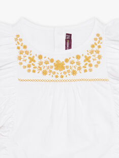 Ecru t-shirt with ruffles child girl COTILETTE / 22E2PF91TMC001