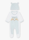 Off white velvet pyjama and bonnet set FOUSI_B / 23E0NG61GRE000