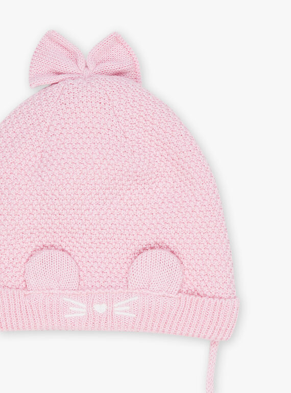 Pink knitted hat with 3D animation ears FIMADDY / 23E4BF52BON030