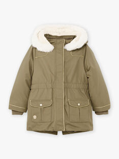Girl's khaki hooded parka with integrated down jacket BLOTEDETTE / 21H2PFC1PAR604