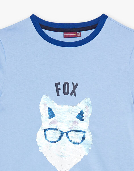Sequined fox animation and lettering t-shirt DABAGE / 22H3PG51TMCC208