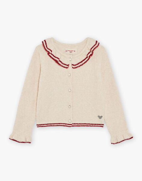 Beige and red cardigan with ruffles DRICARETTE / 22H2PFX1CAR808