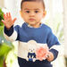 Baby boy three-colored sweater with monkey design