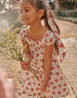 Child girl dress in ecru with flower print CUIRAYETTE / 22E2PFJ1ROB632