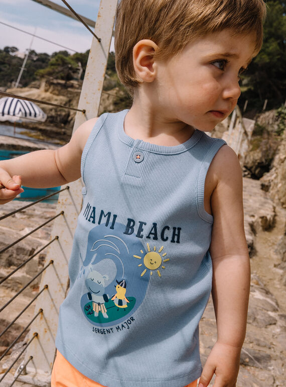 Baby boy blue tank top with surf motif CAYVAN / 22E1BGV2DEBC218