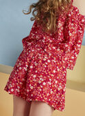 Fuchsia shorts with flower print child girl CAUSHOETTE 1 / 22E2PFT3SHO304