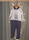 Baby boy's striped romper with koala motif at the beach CEFINN / 22E5BG42GRE070
