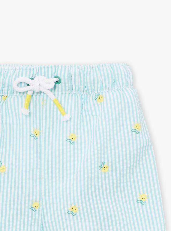 Ecru swim shorts with stripe print KISWANN / 24E4BGG1MAI001