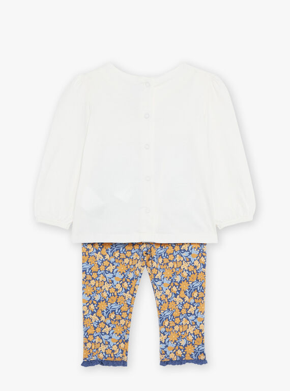 Off white blouse with leggings and floral headband 23E1BF81ENS001