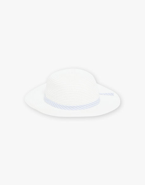 Light blue straw effect hat with silver lurex stripe child girl CLUSHETTE / 22E4PF11CHAH700