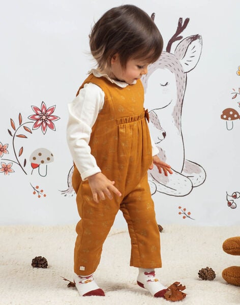 Baby girl camel jumpsuit with fancy print BAINOU / 21H1BFJ1SAL804