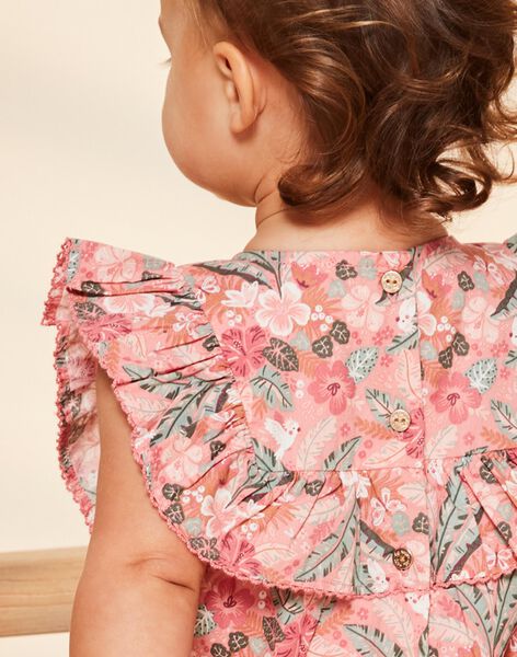 Old pink poplin Overall with flower print FAINES / 23E1BFD1CBLD318