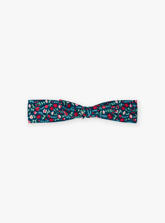 Girl's blue duck headband with floral print BOMAETTE / 21H4PF91BAN714