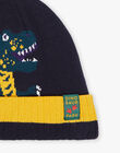 Navy blue beanie with dinosaur pattern DETREXAGE / 22H4PGN3BON713