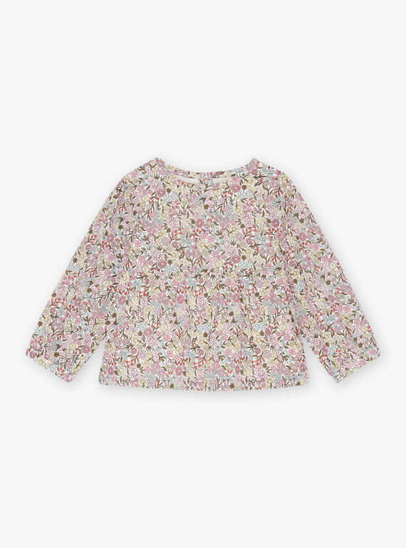 Baby girl poplin blouse with flower print CADORY / 22E1BFB1CHED315