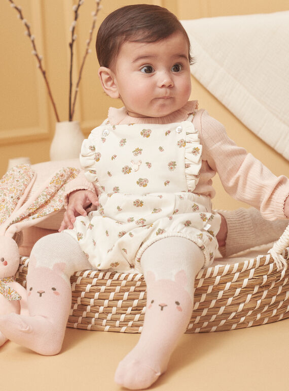 Ecru and pink bodysuit, romper and tights set LOUANE / 24H0CF12ENS001