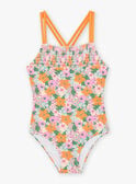 Green one-piece swimsuit with floral print KLUFLOETTE / 24E4PFG4D4K607