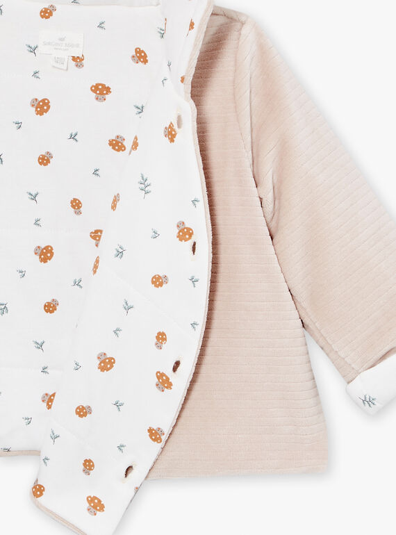 Beige velvet hooded baby jacket LOAC / 24H0CM11VES007