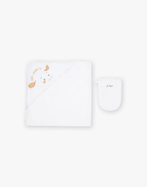 Off white sponge point and washcloth with giraffe print FORESTO / 23E0AM61POI000