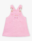 Pink twill overalls with 3D cat ears embroidered pocket FASABINE / 23E1BFS1CHSD303