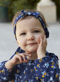Navy blue bow headband with floral print GAELISA / 23H4BF91BAN070