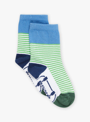 Green, blue and white colorblock socks Green, blue and white colorblock socks FUSKATAGE / 23E4PGN1SOQC233