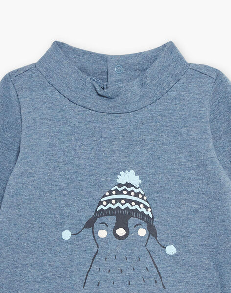 Grey blue penguin t-shirt DASEDOU / 22H1BGY1TML205
