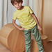 Child boy green knit denim pants