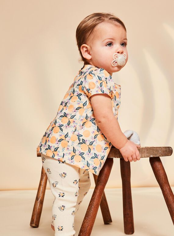 Vanilla satin blouse with fruit print FAPENNY / 23E1BFO1CHE114