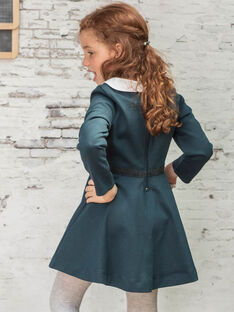 Long sleeve dress blue duck with claudine collar child girl BROCOLETTE3 / 21H2PFB1ROB714