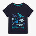 Navy blue T-shirt with dinosaur design for child boy