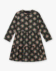 Girl's long sleeve black dress with floral print BRITNETTE / 21H2PFM1ROB090