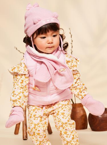 Pink knitted scarf with 3D animation ears FIMARINE / 23E4BF51ECH030