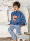 Boy's pyjama T-shirt and pants navy blue and white BEDINAGE / 21H5PG65PYJ208