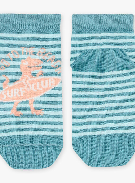 Blue socks with stripes and dinosaur print FLUSTRAGE / 23E4PGQ1SOQ205