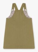 Child girl khaki green twill floral dress-salopette CECHAETTE / 22E2PFB1CHS604