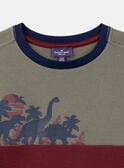 Khaki and burgundy dinosaur print T-shirt KILOAGE / 24E3PGC2TMC604