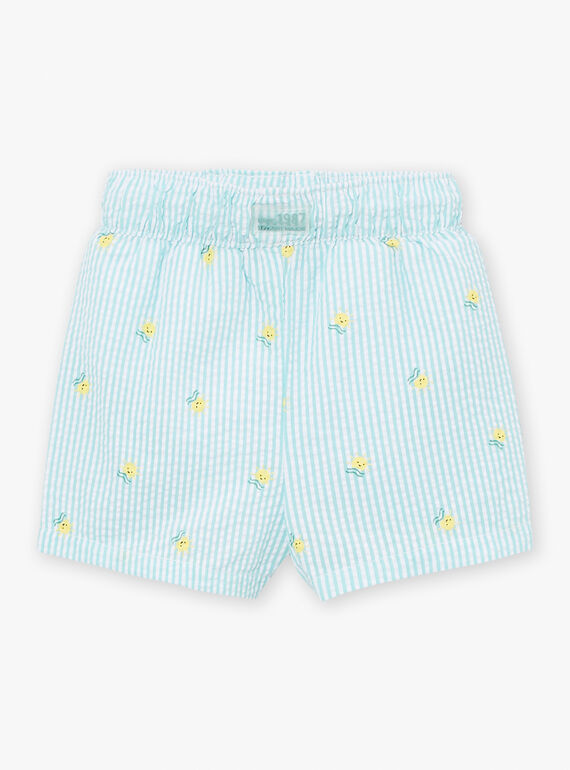 Ecru swim shorts with stripe print KISWANN / 24E4BGG1MAI001