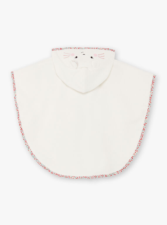 Baby girl's ecru and pink hooded bath cape BEBRUNE / 21H5BF61CDB001