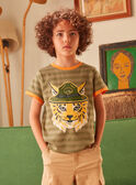 Lynx print khaki T-shirt KLEBOAGE / 24E3PGO2TMC612