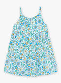 Turquoise ruffled short dress with floral print KRUROBETTE 2 / 24E2PFK4RBS020