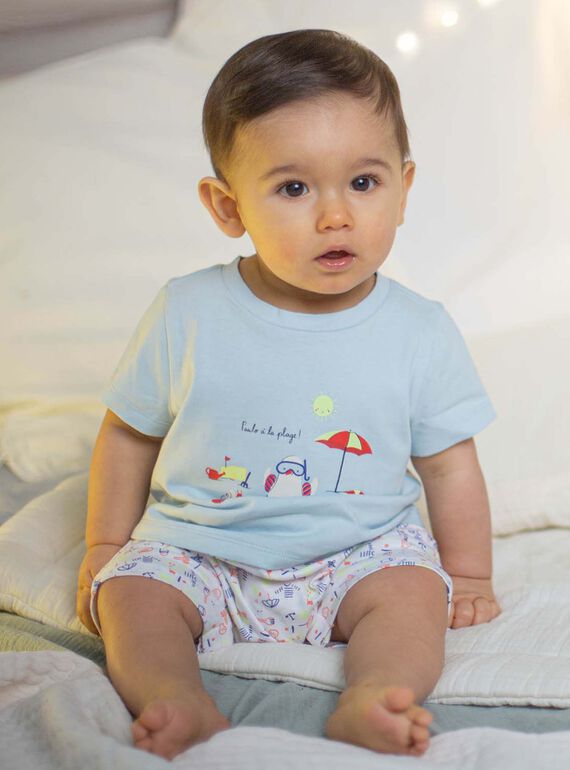 Baby boy turquoise romper CEIBRAHIM / 22E5BG52GRE203
