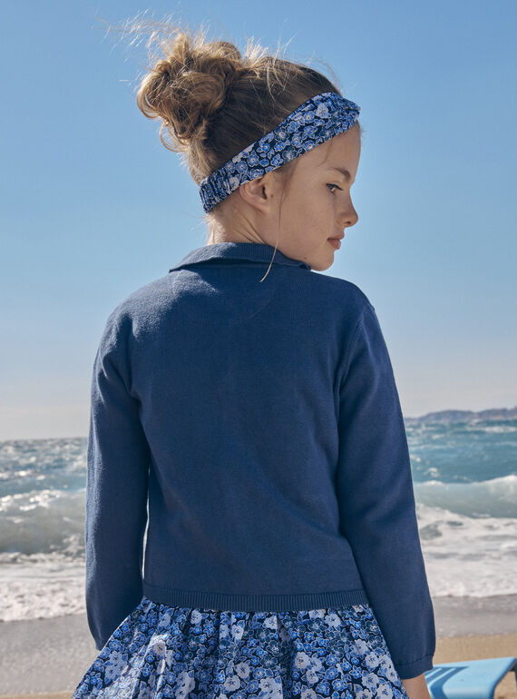 Blue cardigan in jersey knit LECARDETTE / 24H2PFJ1CARC233