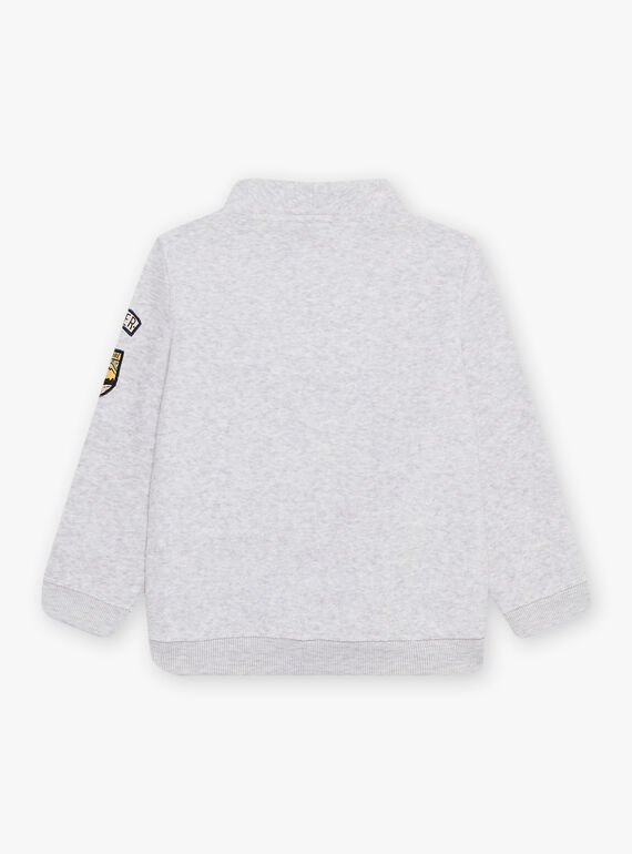 Grey mottled sweater with kangaroo pocket DEBADGEAGE / 22H3PGR1PUL943