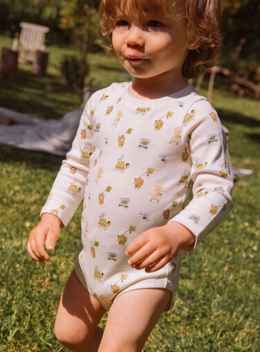 Ecru ribbed bodysuit with animal print Ecru ribbed bodysuit with animal print GADENNIS / 23H1BG81BOD001