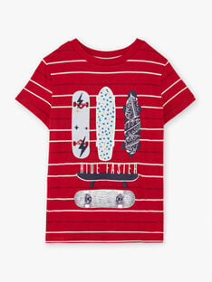Baby Boy's Red and White Striped T-Shirt BADROAGE / 21H3PG11TMC050