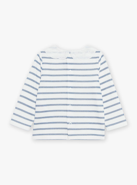 Off white and navy blue t-shirt FABULEUSE / 23E1BF81TEE001