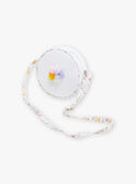 White cotton shoulder bag with flower patch in multicolored veil child girl CLUSETTE / 22E4PF11BES001