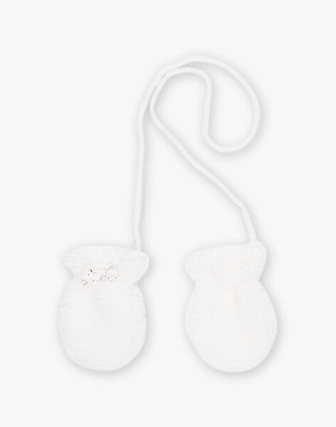 Ecru mittens with bow DIPOLLY / 22H4BFM1GAND319