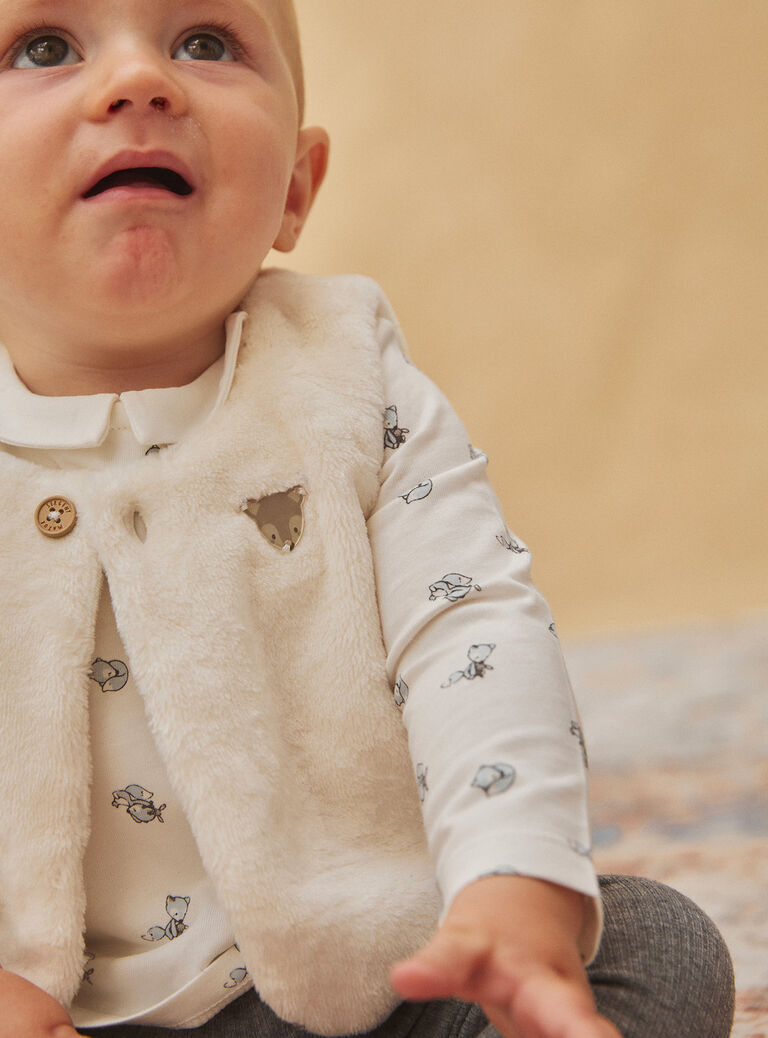 Ecru bodysuit, cardigan and leggings GOCHEN / 23H0CGL1ENS001